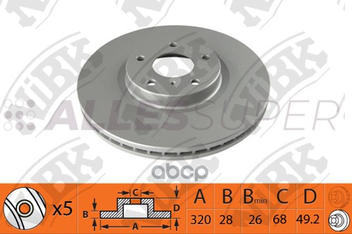 NiBK Диск тормозной (продажа кратно 2шт/цена за 1шт) RN1423