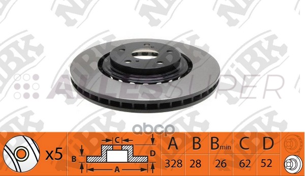 NiBK Диск тормозной (продажа кратно 2шт/цена за 1шт) RN1443