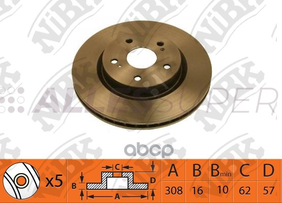 NiBK Диск тормозной (продажа кратно 2шт/цена за 1шт) RN1522
