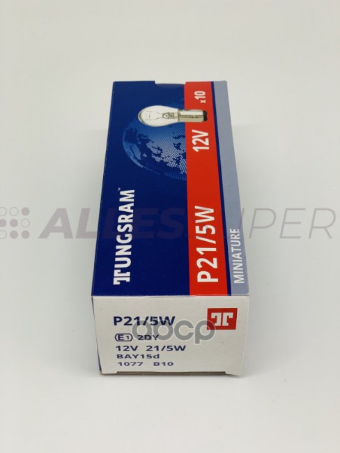 Tungsram 12V Лампа  P21/5W  1шт. 1077  B10