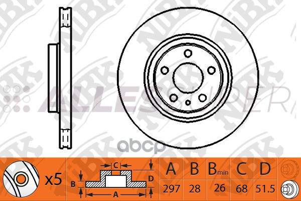 NiBK Диск тормозной (продажа кратно 2шт/цена за 1шт) RN1517