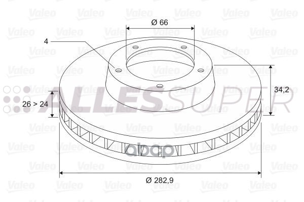 Valeo Диск тормозной (1 шт) 297693