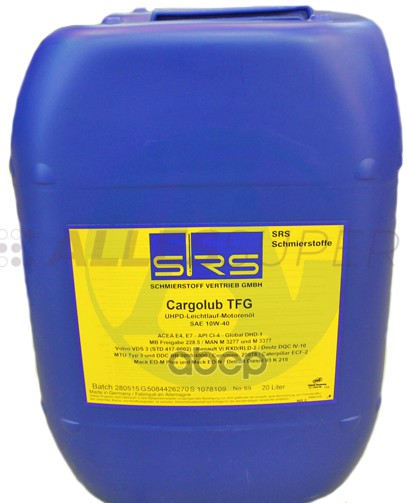ьььSRS Масло моторное Cargolub TFG 10W-40 E4/E7 (20 л.) UHPD