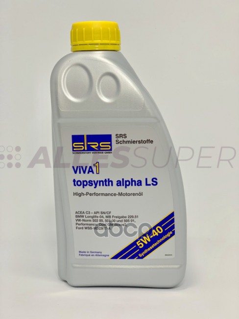 SRS Масло моторное VIVA 1 topsynth alpha LS 5W-40 (1 л.) SRS Масло моторное VIVA 1 topsynth alpha LS 5W-40 (1 л.)