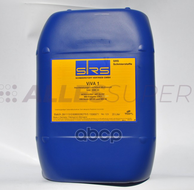 SRS Масло моторное VIVA 1 10W-40 (20 л.) SRS Масло моторное VIVA 1 10W-40 (20 л.)