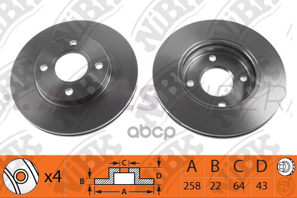 Nibk Диск тормозной (продажа кратно 2шт/цена за 1шт) RN1109