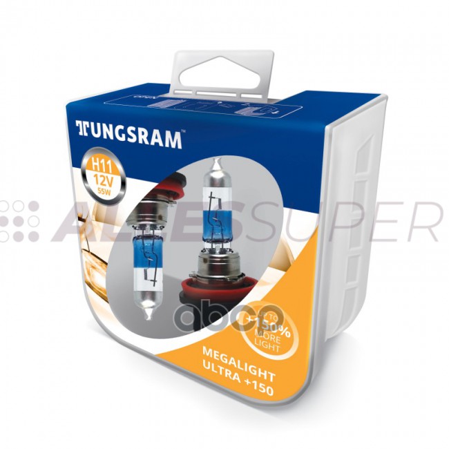 Tungsram 12V Лампа H11 55W Megalight Ultra +150 компл. 53110NXNU PB2 пласт.уп Tungsram 12V Лампа H11 55W Megalight Ultra +150 компл. 53110NXNU PB2 пласт.уп