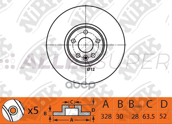 NiBK Диск тормозной (продажа кратно 2шт/цена за 1шт) RN1505