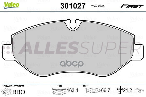 Valeo Колодки тормозные передние к-т 301027