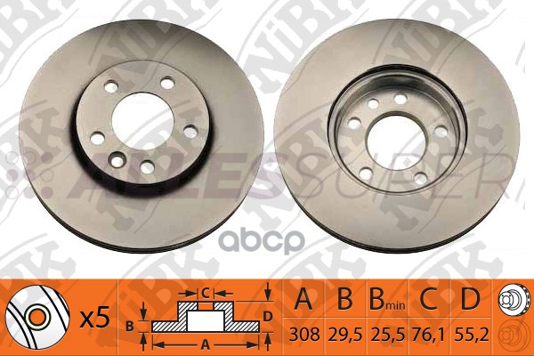 NiBK Диск тормозной (продажа кратно 2шт/цена за 1шт) RN1316