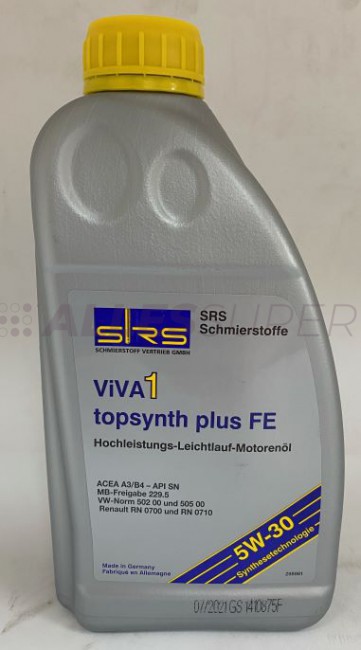 SRS Масло моторное VIVA 1 topsynth Plus FE 5W-30 (1 л.) SRS Масло моторное VIVA 1 topsynth Plus FE 5W-30 (1 л.)