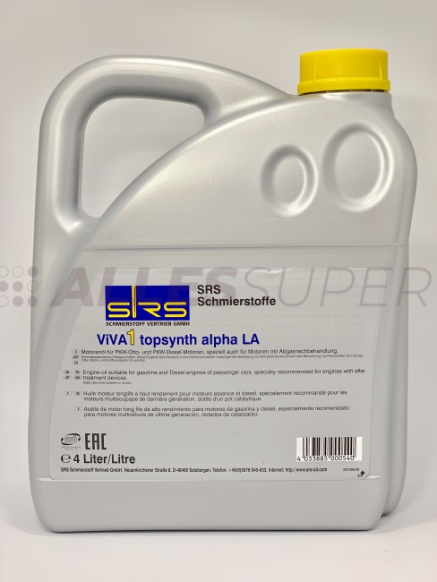 SRS Масло моторное VIVA 1 topsynth alpha LA 5W-30 (4 л.) MB 229.52