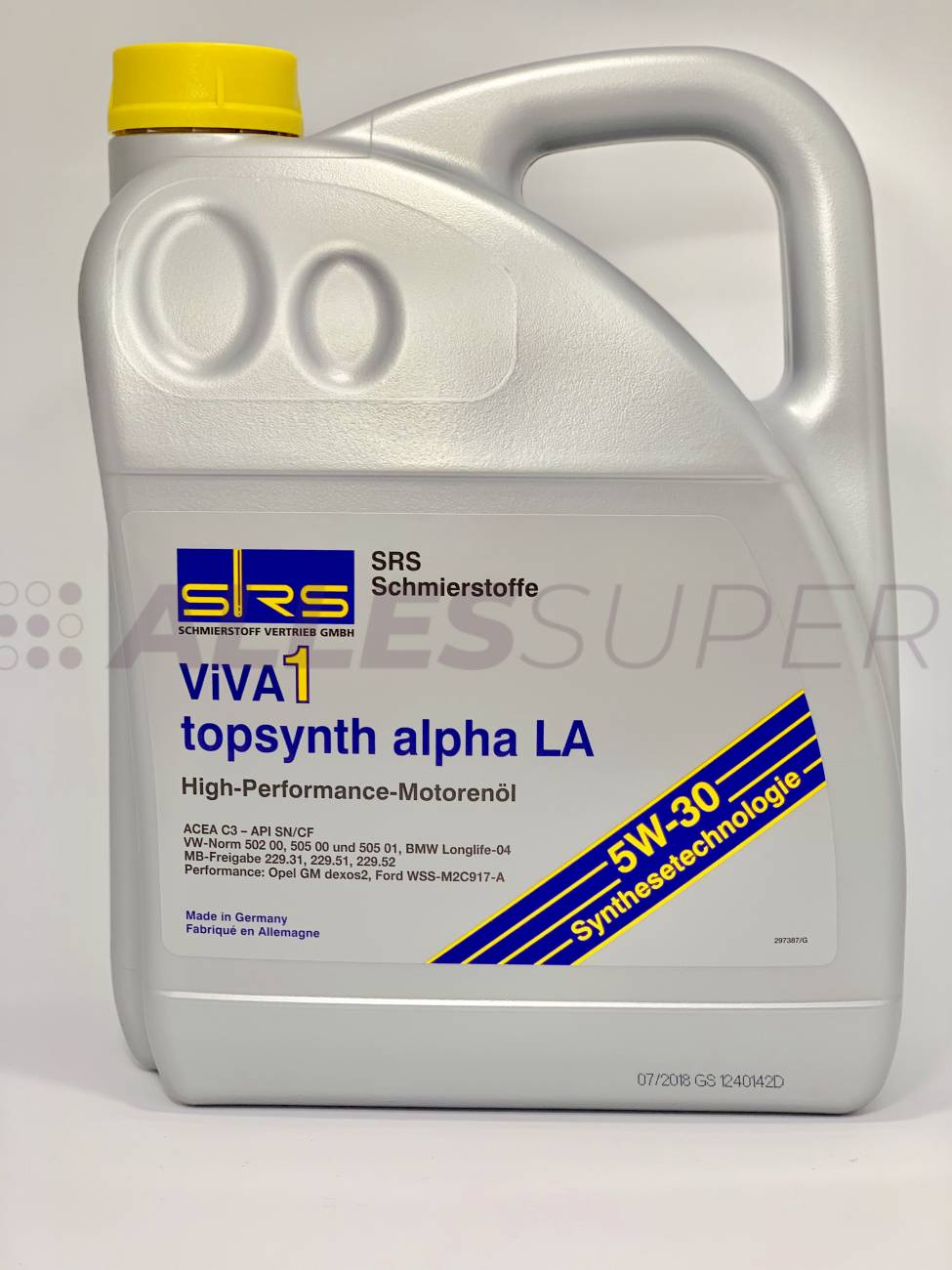 SRS Масло моторное VIVA 1 topsynth alpha LA 5W-30 (5 л.) MB 229.52