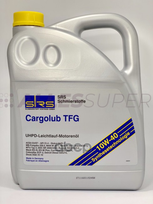 ьььSRS Масло моторное Cargolub TFG 10W-40 E4/E7 (5 л.) UHPD