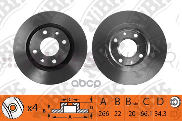 NiBK Диск тормозной (продажа кратно 2шт/цена за 1шт) RN1152