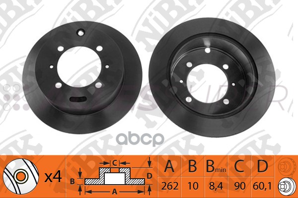 NiBK Диск тормозной (продажа кратно 2шт/цена за 1шт) RN1158