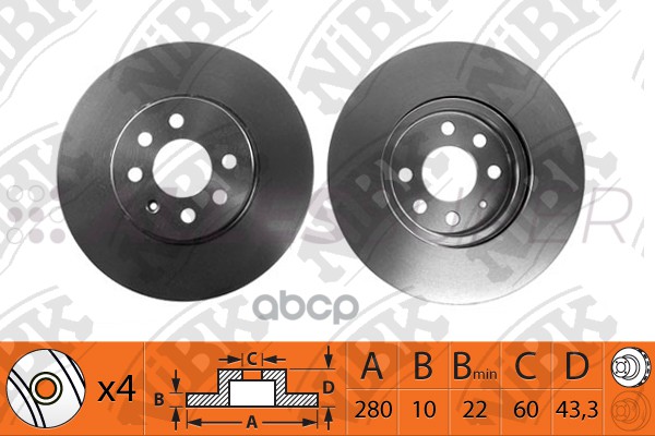 NiBK Диск тормозной (продажа кратно 2шт/цена за 1шт) RN1202