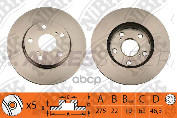 NiBK Диск тормозной (продажа кратно 2шт/цена за 1шт) RN1238