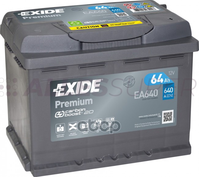 АКБ EXIDE Premium 64A/ч (EA640) (-/+) 12V 640A EN 242x175х190 АКБ EXIDE Premium 64A/ч (EA640) (-/+) 12V 640A EN 242x175х190