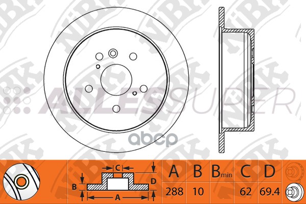 NiBK Диск тормозной (продажа кратно 2шт/цена за 1шт) RN1255