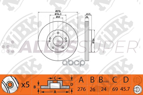 NiBK Диск тормозной (продажа кратно 2шт/цена за 1шт) RN1365