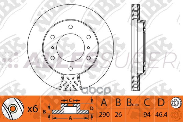 NiBK Диск тормозной (продажа кратно 2шт/цена за 1шт) RN1188