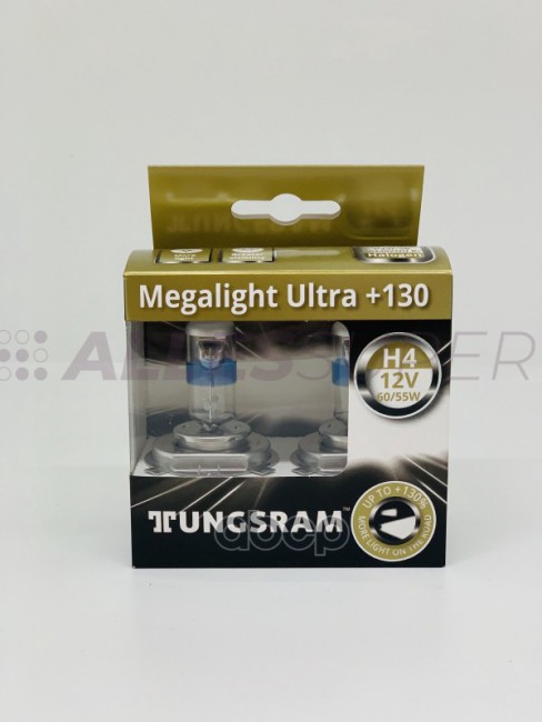 Tungsram 12V Лампа  H4  60/55W Megalight Ultra +130 компл. 50440XNU  B2 Tungsram 12V Лампа  H4  60/55W Megalight Ultra +130 компл. 50440XNU  B2