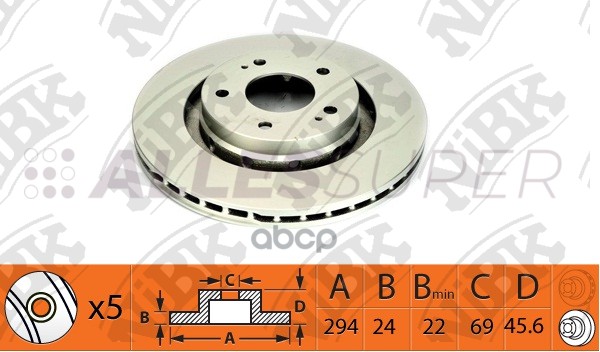 NiBK Диск тормозной (продажа кратно 2шт/цена за 1шт) RN1403