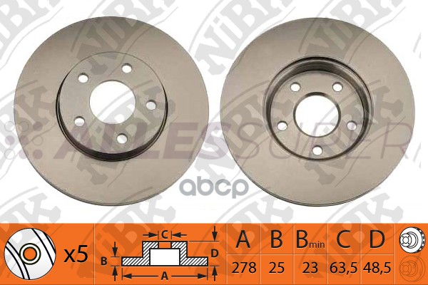 NiBK Диск тормозной (продажа кратно 2шт/цена за 1шт) RN1213